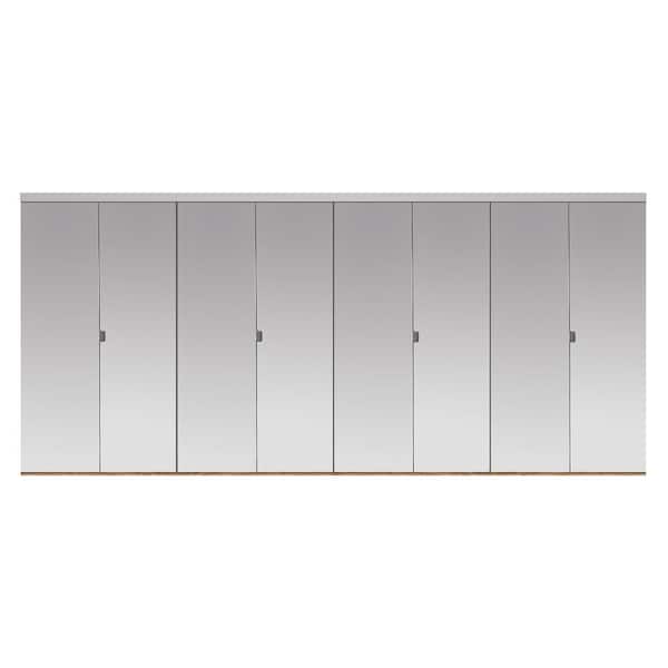 Impact Plus 108 in. x 80 in. Polished Edge Mirror Solid Core MDF Interior Closet Bi-Fold Door with Chrome Trim