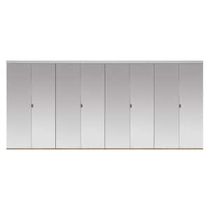 144 in. x 80 in. Polished Edge Mirror Solid Core MDF Interior Closet Bi-Fold Door with Chrome Trim