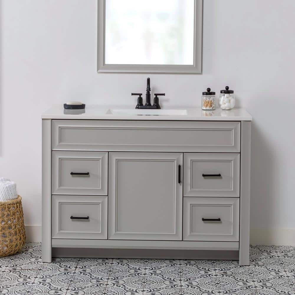 Mavis 49 in. Single Sink Light Gray Bath Vanity with White Cultured Marble Top (Assembled) price history on PriceWatchPro