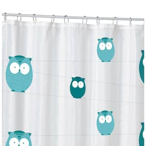 70 in. x 72 in. Blue/Teal Bright Eyes PEVA Shower Curtain