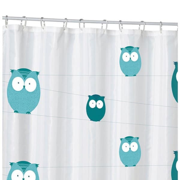 70 In X 72 Blue Teal Bright Eyes, Teal Blue And White Shower Curtain