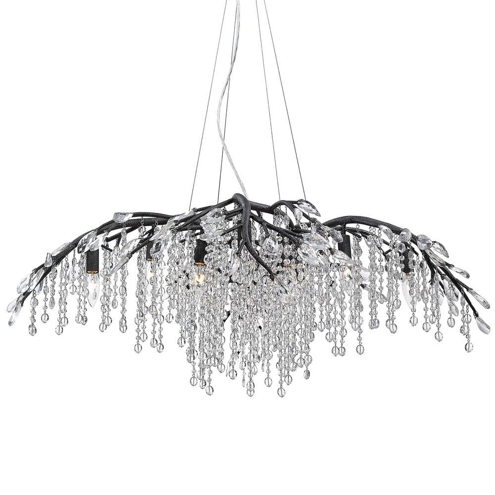 Black Crystal Candle 12-Light Chandelier