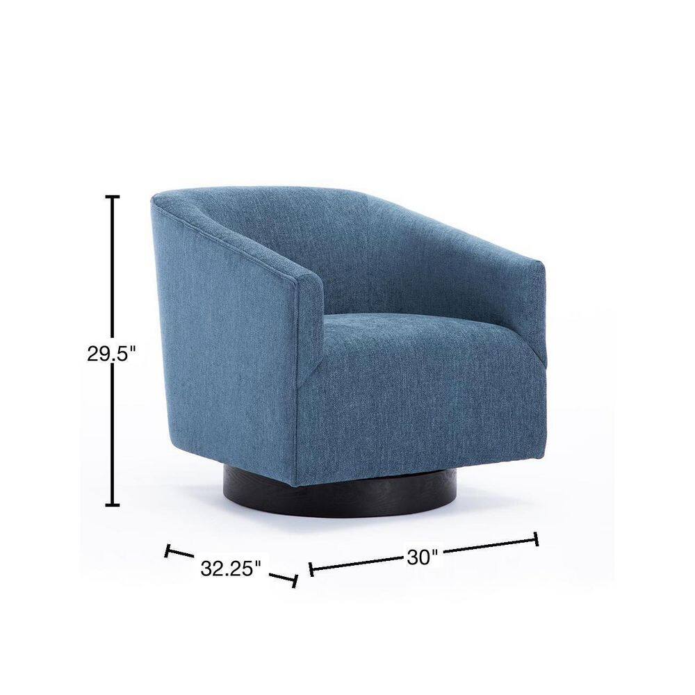 Cadet Blue Wood Swivel Barrel Comfort Chair