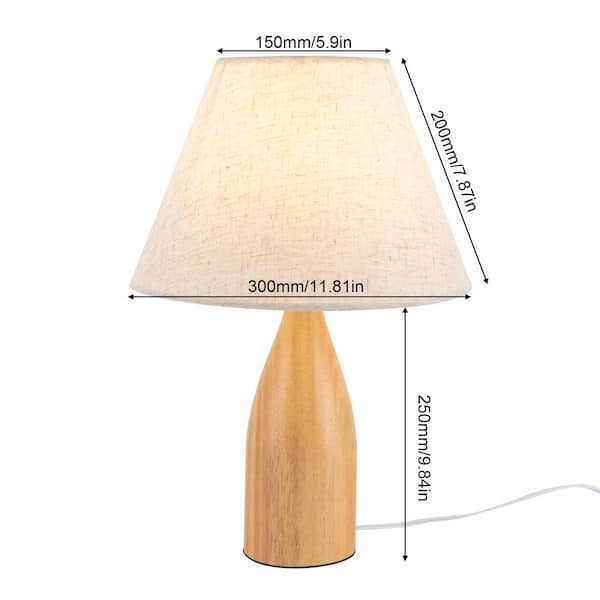 OUKANING 17.72 in. Wood Modern Mushroom Table Lamp for Bedroom with Beige  Flax Shade, No Bulbs Included JZUCMX5NUSHCX - The Home Depot