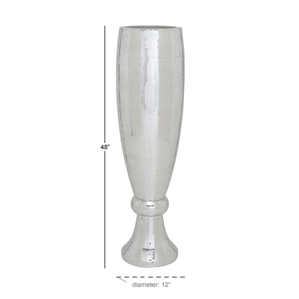 Elegant Silver Ceramic Mosaic Floor Vase 16"x51"