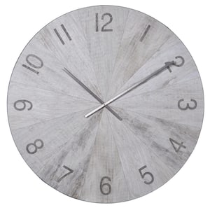 Spencer Metal and Wood with White Washed Oak Transitional Wall Clock
