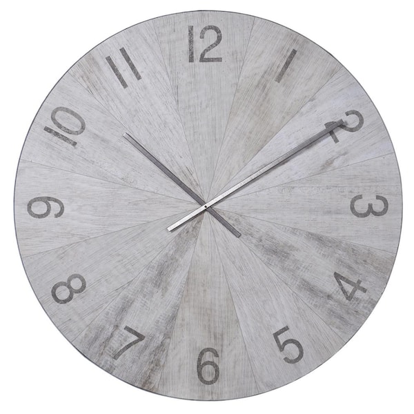 StyleCraft Spencer Metal and Wood with White Washed Oak Transitional Wall Clock
