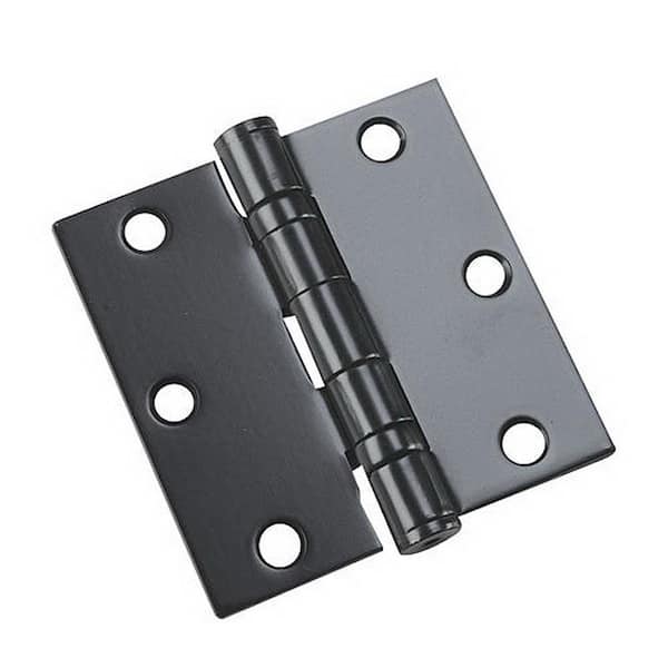 Onward 3-1/2 in. x 3-1/2 in. Black Full Mortise Ball Bearing Butt Hinge (2-Pack)