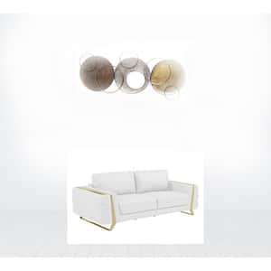 90 in Square Arm Leather Bridgewater Rectangle Sofa in White