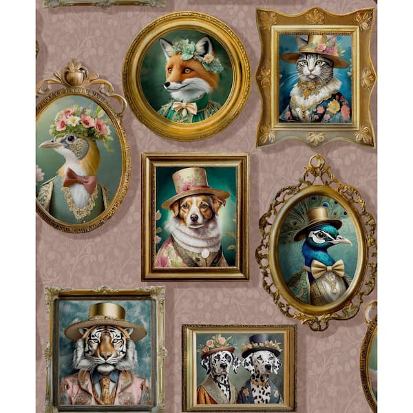 Regal Framed Beasts Pink Non-Pasted Wallpaper (Covers 56 sq. ft.)