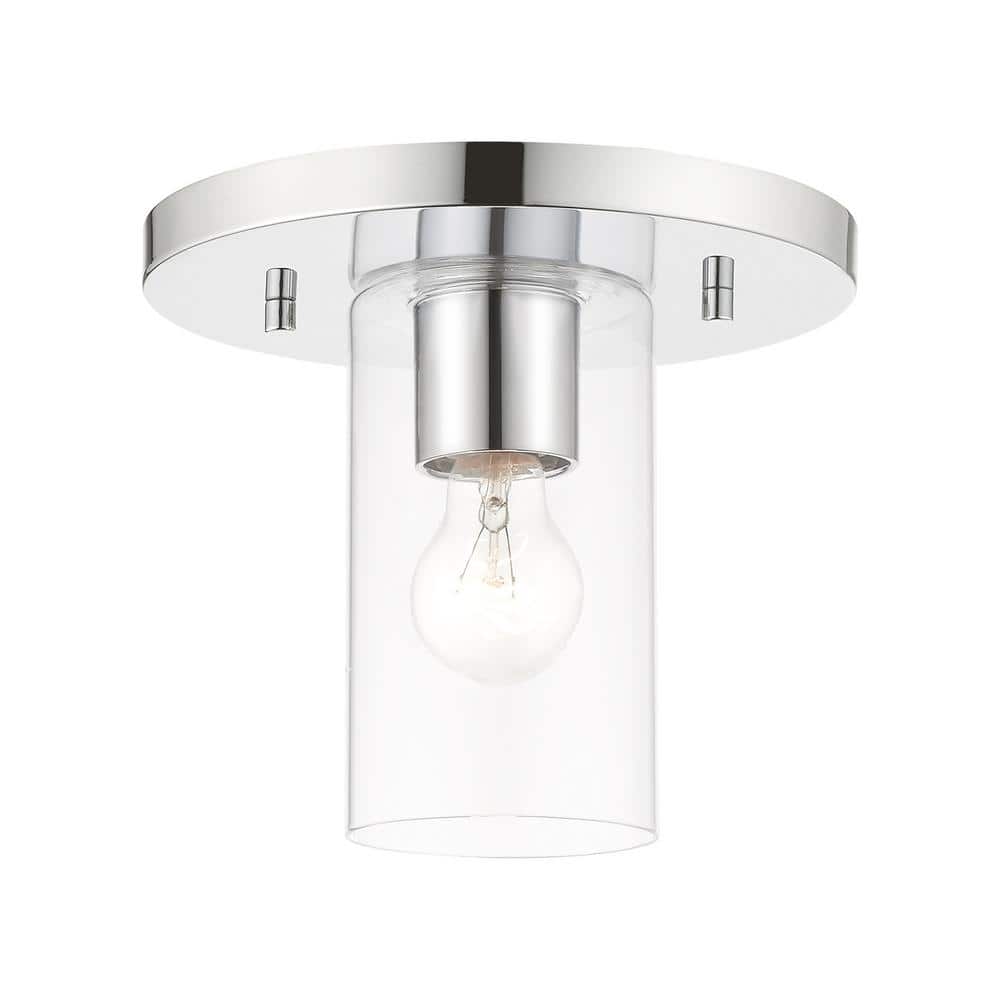 Zurich Polished Chrome 9" Flush Mount with Clear Glass