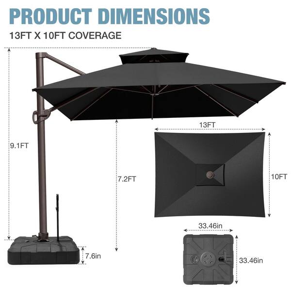 5 cantilever patio umbrella HOMSHADE 10ft Solar LED with Base Included, Premium 220GSM Solution-Dyed Fabric, 5-Year Fade-Resistant, 30 MPH Windproof, 45 Infinite Tilt for Backyard, Deck, Pool (Red) : Patio, Lawn density 200g polyester fabric The-Shade 10' Circular Cantilever Umbrella