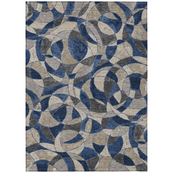 Chantille Machine Washable Indoor/Outdoor Abstract ACN3105 Navy 10 ft. x 14 ft. Area Rug