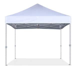 Commercial 8 ft. x 8 ft. White Pop Up Canopy Tent with Roller Bag