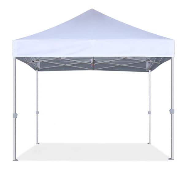 Terracemaster Commercial 8 ft. x 8 ft. White Pop Up Canopy Tent with Roller Bag