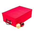 Two Tray (3 in.) Christmas Ornament Storage Box (48 Ornaments) - Red