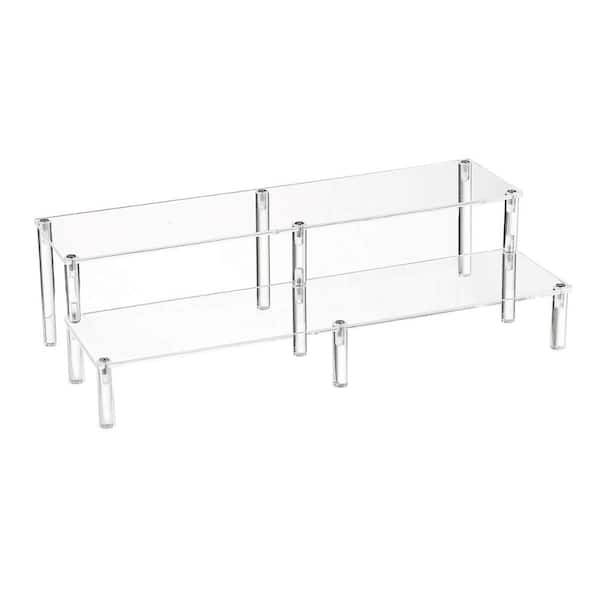2-Tier Clear Acrylic Dessert Display Stand 16 Inches Length 6.9 Inches Width 4.25 Inches Height Transparent Food-Grade