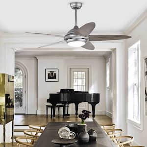 52 in. LED Silver Ceiling Fan with Remote Control 1-Hour/2-Hour/4-Hour/8-Hour Timer and 3 Fan Speeds