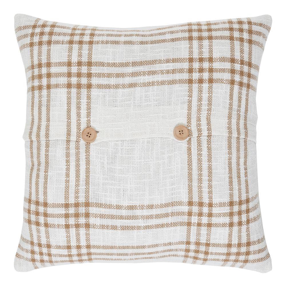 18x18 Wheat Plaid Embroidered Thanksgiving Pillow