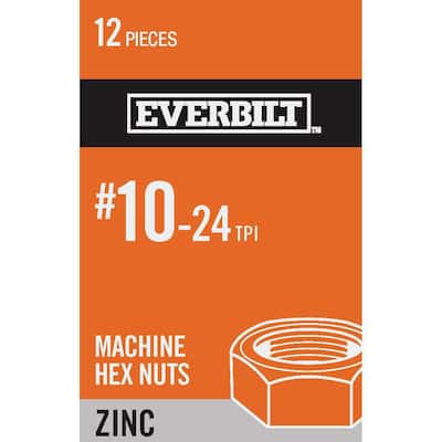 #10-24 Zinc Plated Machine Screw Nut (12-Pack)