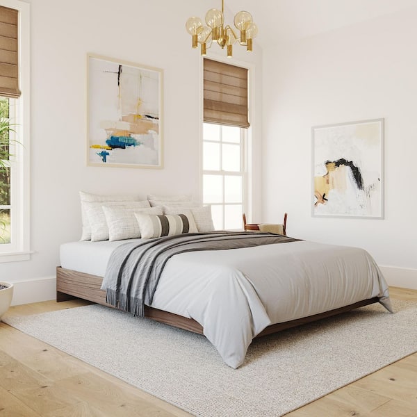 Brown Wood Frame King Size Platform Bed