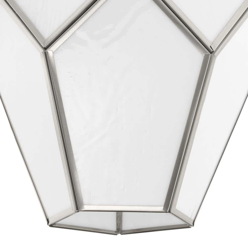 Latham Brushed Nickel Geometric Pendant Light with White Art Glass