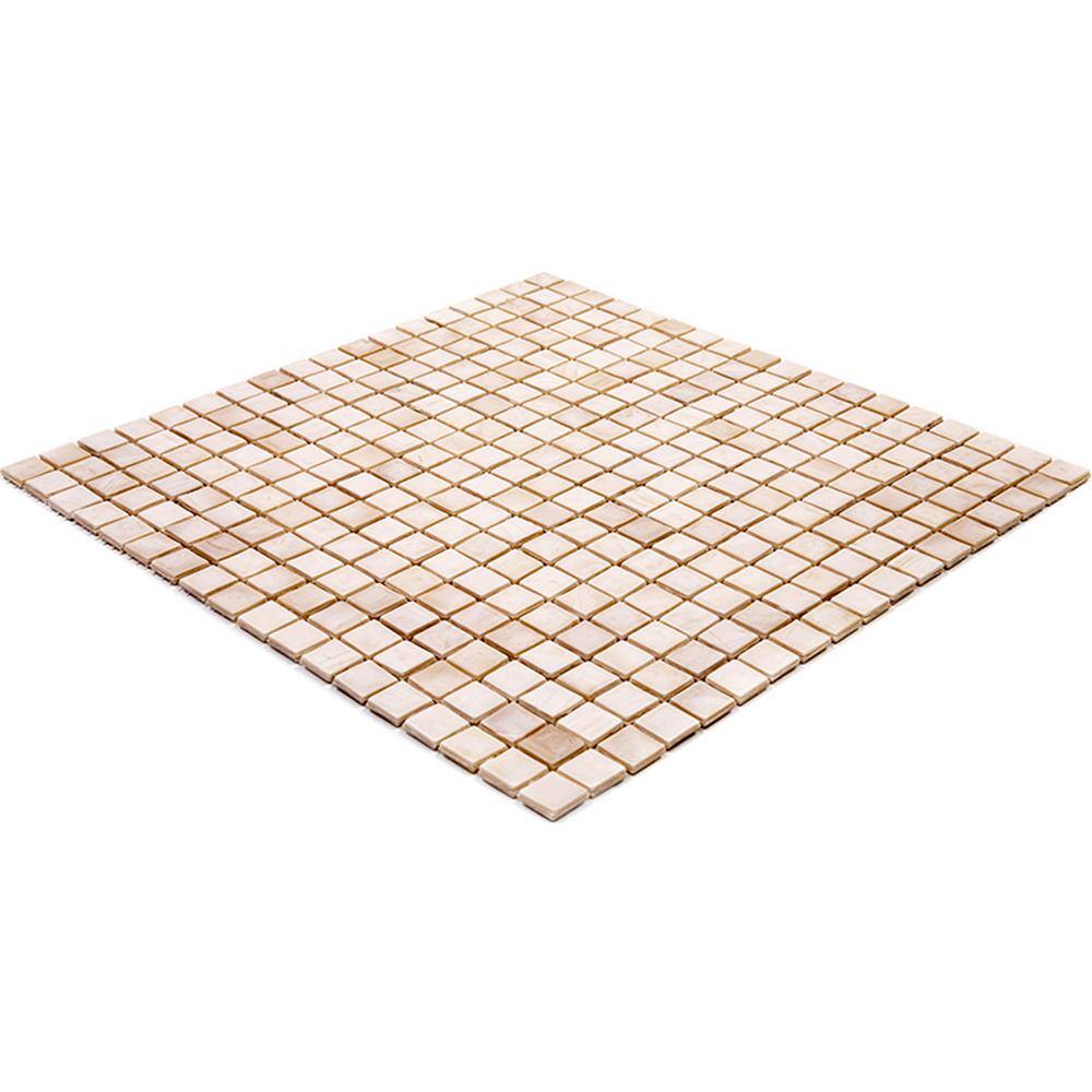 Skosh 11.6" x 11.6" Glossy Iridescent Beige Glass Mosaic Tile