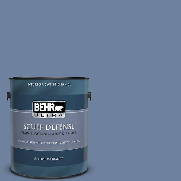 BEHR ULTRA 1 gal. #S530-5 Brisk Blue Extra Durable Satin Enamel Interior Paint & Primer