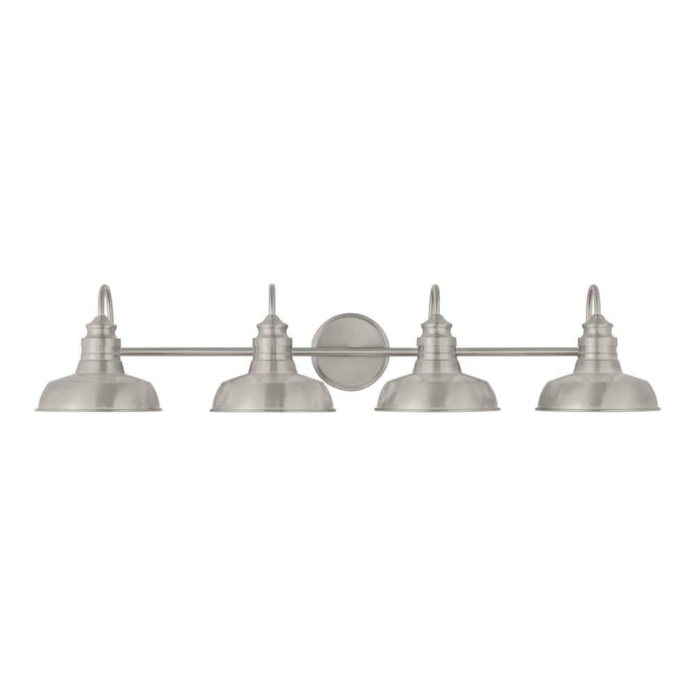 Hampton Bay 38.9  Elmcroft Brushed Nickel Bathroom Vanity Light w/Metal Shades