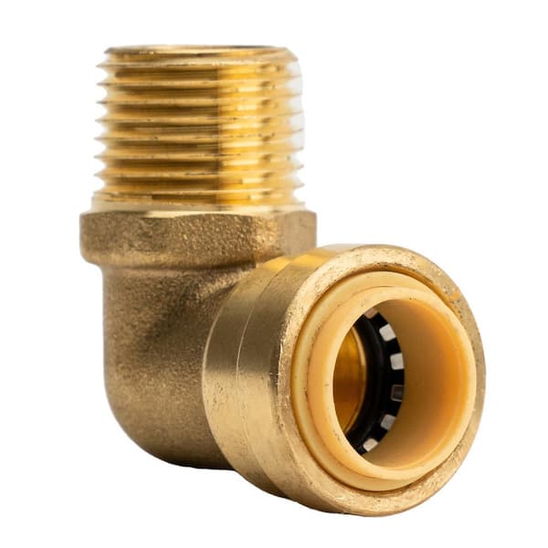 QUICKFITTING 1/2 in. Push-to-Connect x MNPT (Male Thread) Brass 90° Elbow Fitting