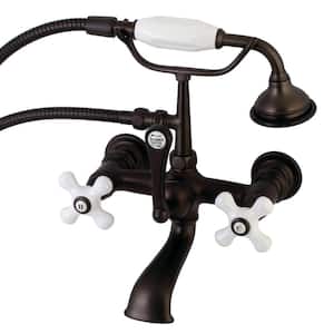 Vintage 7 in. Center 3-Handle Claw Foot Tub Faucet with Handshower in Oil Rubbed Bronze