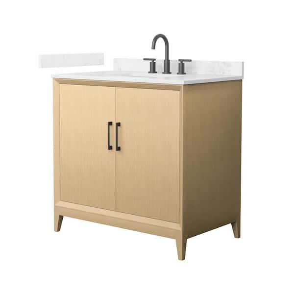 Janna 36 in. Single Freestanding White Oak Bath Vanity with Carrara Cultured Marble Top