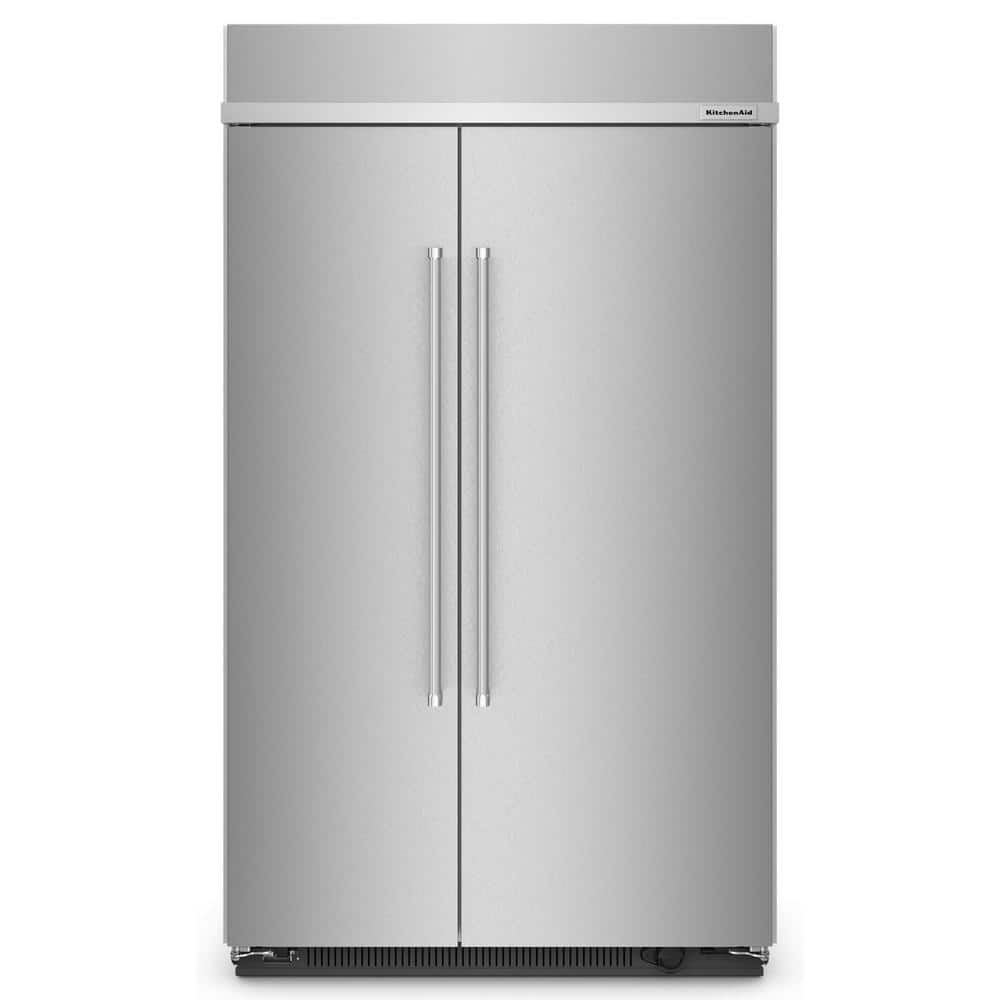 KitchenAid 48 in. W 30 cu. ft. Built-In Side by Side Refrigerator in Stainless Steel with PrintShield, Stainless Steel with PrintShieldâ„¢ Finish