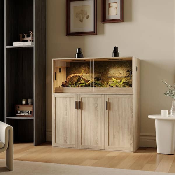 47.24 in. W x 19.96 in. D x51.18 in. H Wooden Reptile Habitat w/Storage Cabinet for All Types of Reptile, Lizard, Snakes