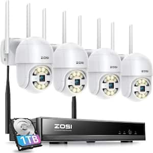8 Channel 3MP 1TB Wi-Fi NVR Security Camera System with 4 Wireless Outdoor Cameras, 355-Degree Pan/Tilt, Human Detection