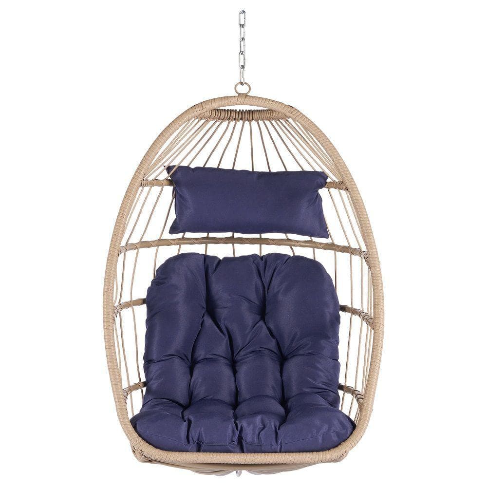 Modern Outdoor Garden Wood Rattan Egg Swing Chair Hanging Chair Porch Swing