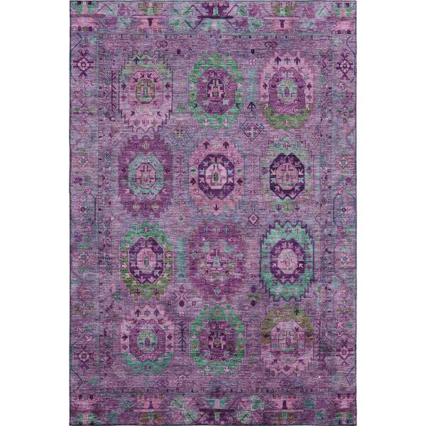 Mayfield Premium Machine Washable Abstract AMF2228 Purple 3 ft. x 4 ft. Area Rug