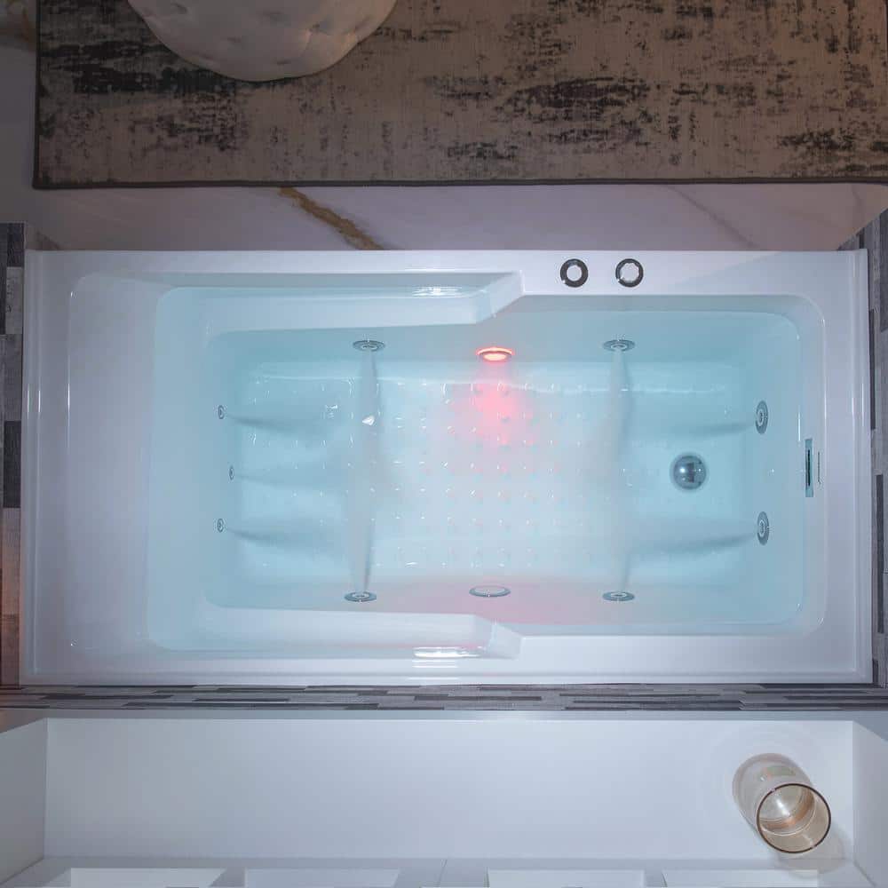 60'' White Freestanding Heated Acrylic Whirlpool Bathtub