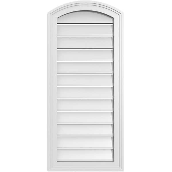 Ekena Millwork 16" x 34" Arch Top Surface Mount PVC Gable Vent: Non-Functional with Brickmould Frame