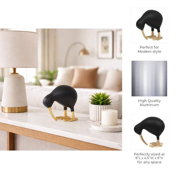Liv & Skye Black Gold 7.5 in. x 8 in. Metal Kiwi Mom Animal