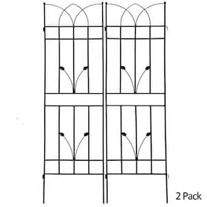 2-Pack 71 in. x 17.7 in. Metal Garden Trellis Outdoor Rustproof Flower Support for Climbing Plants, Black