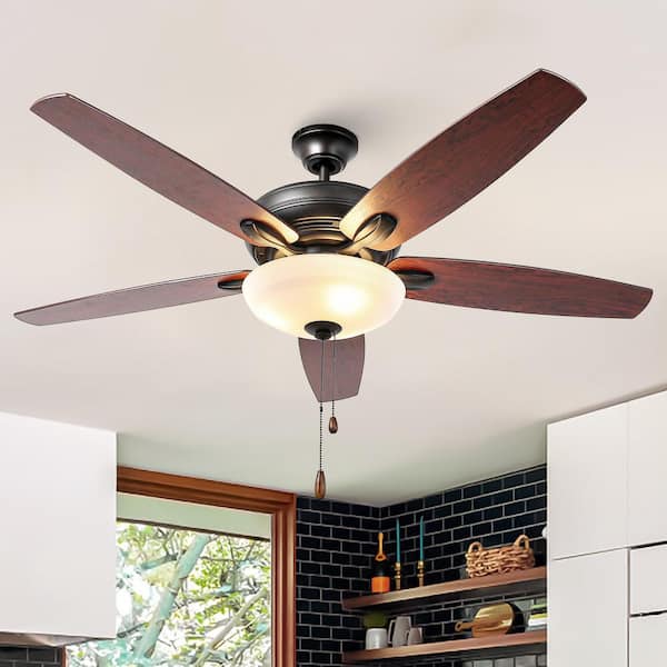 matrix decor 52 in. Indoor Oil Rubbed Bronze Modern Ceiling Fan with Pull Chain Control and Light Bulbs Included