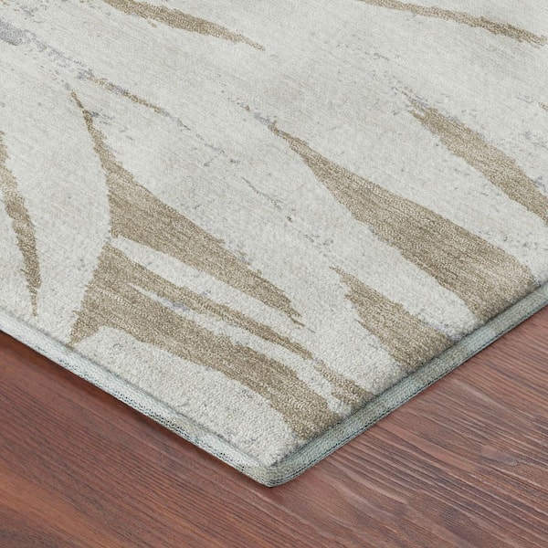 Mayfield Premium Machine Washable Abstract AMF2263 Beige 8 ft. x 10 ft. Area Rug