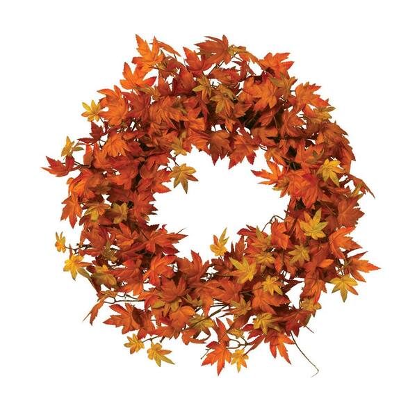 Gerson 24 in. D Harvest Orange and Yellow Maple Leaf Wreath