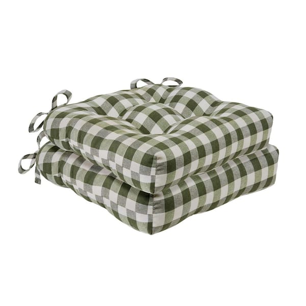 Buffalo Check Sage Checkered Tufted Seat Cushion Chair Pad (Set of 2)