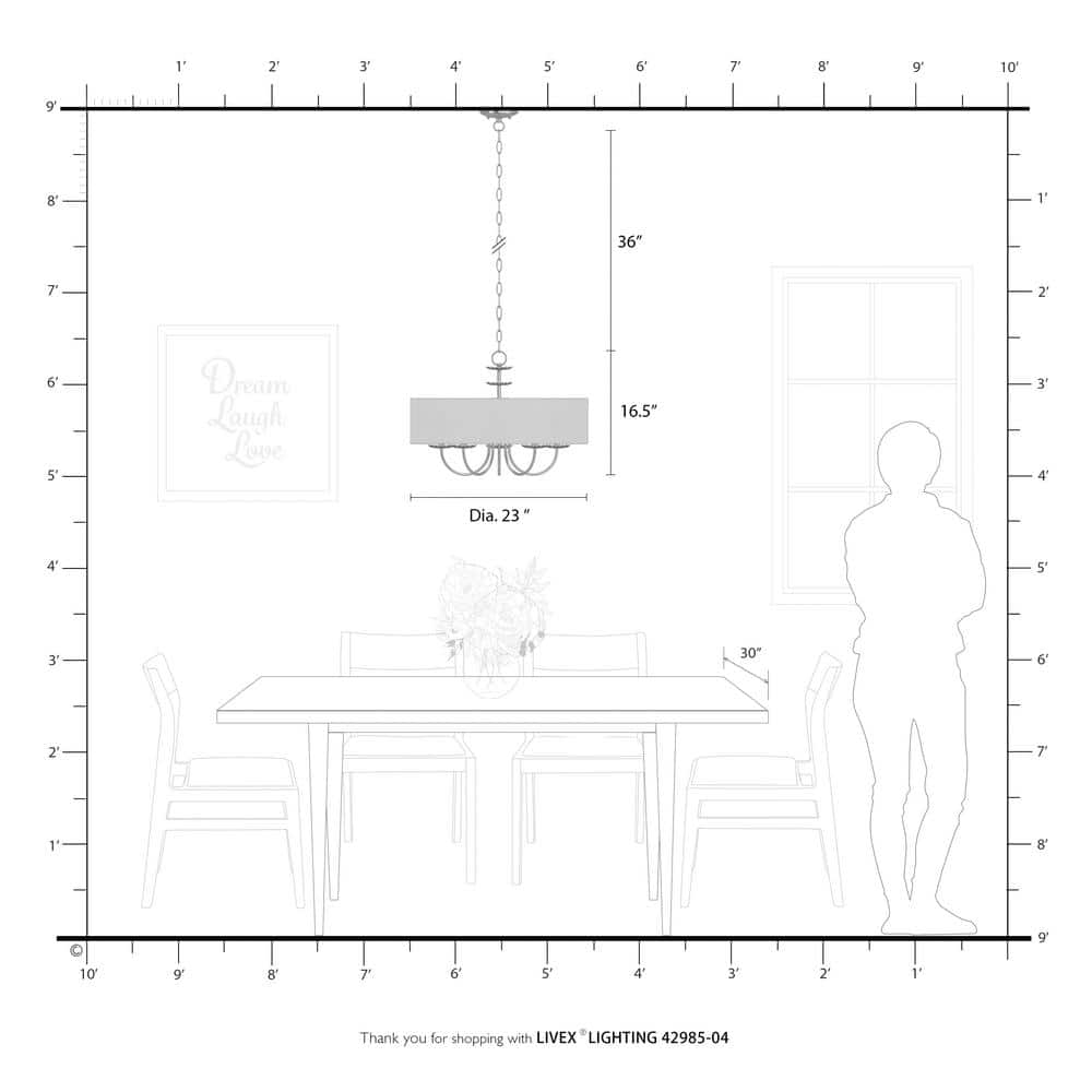 Brookdale Black Steel 5-Light Drum Pendant with Off-White Shade