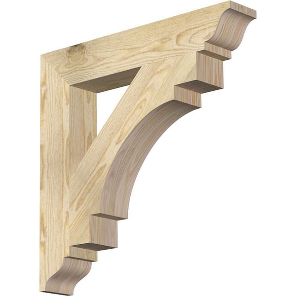 Ekena Millwork 4 in. x 24 in. x 24 in. Douglas Fir Merced Traditional Rough Sawn Bracket