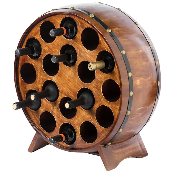 Vintiquewise Wooden Stackable Round Shaped Wine Barrel Wine Rack, 1-Rack