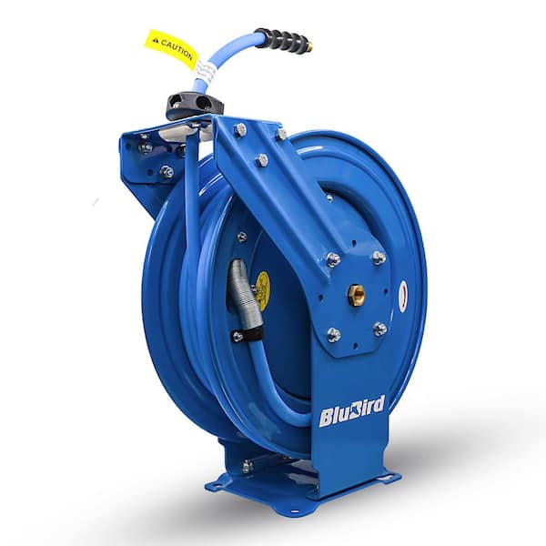 1/2 in. x 50 ft. Heavy Duty Rubber Air Hose and Dual Arm Powder-Coated Steel Hose Reel