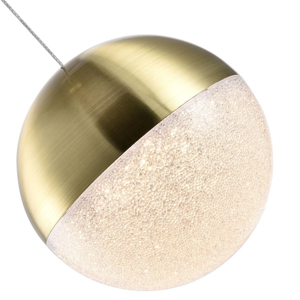 Ravello 5 in. ETL Certified Integrated LED Pendant Lighting Fixture with Globe Shade, Brass